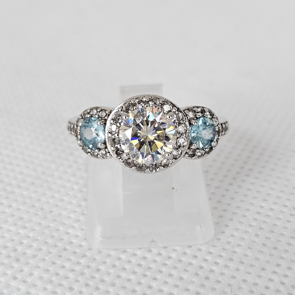 Rare Strontium Titanate & Blue Topaz Ring Sterling Silver Size 7! - Picture 11 of 11
